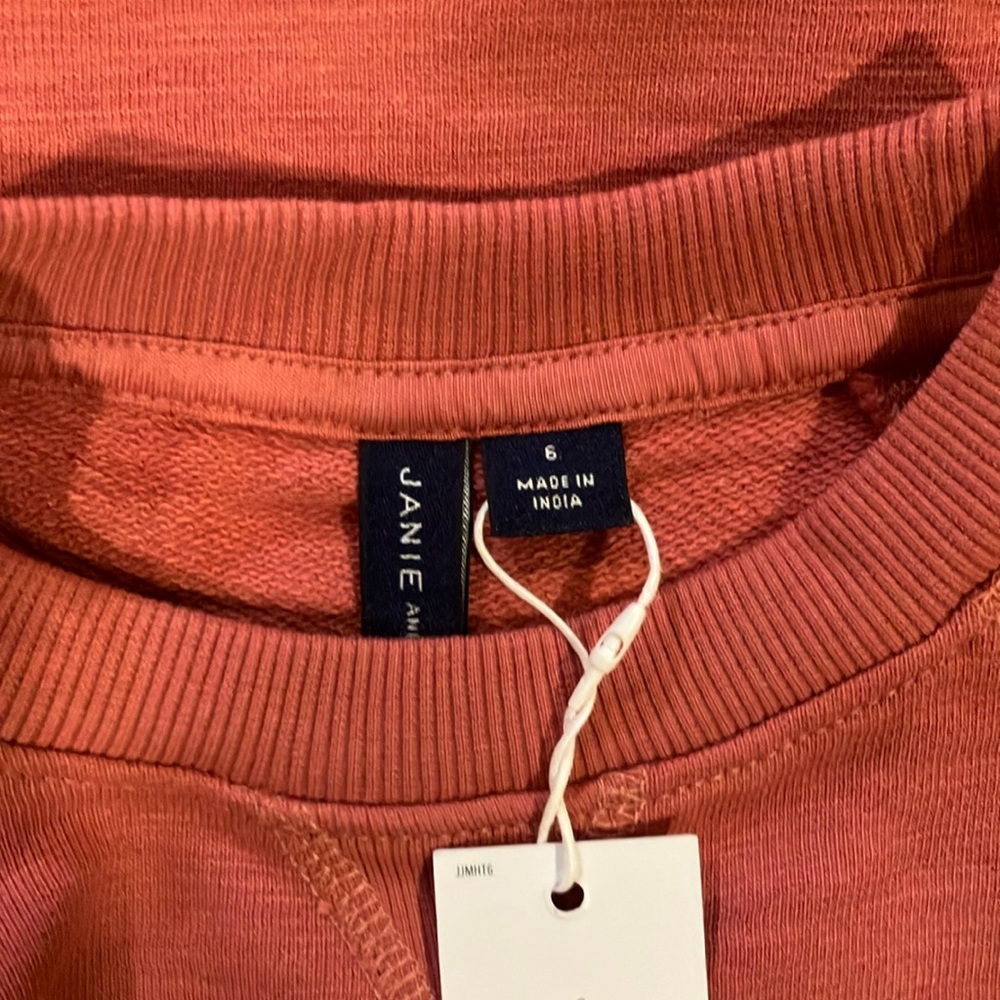 Janie and Jack Coral Slub French Terry Crew Neck Crewneck Sweatshirt - Picture 5 of 7